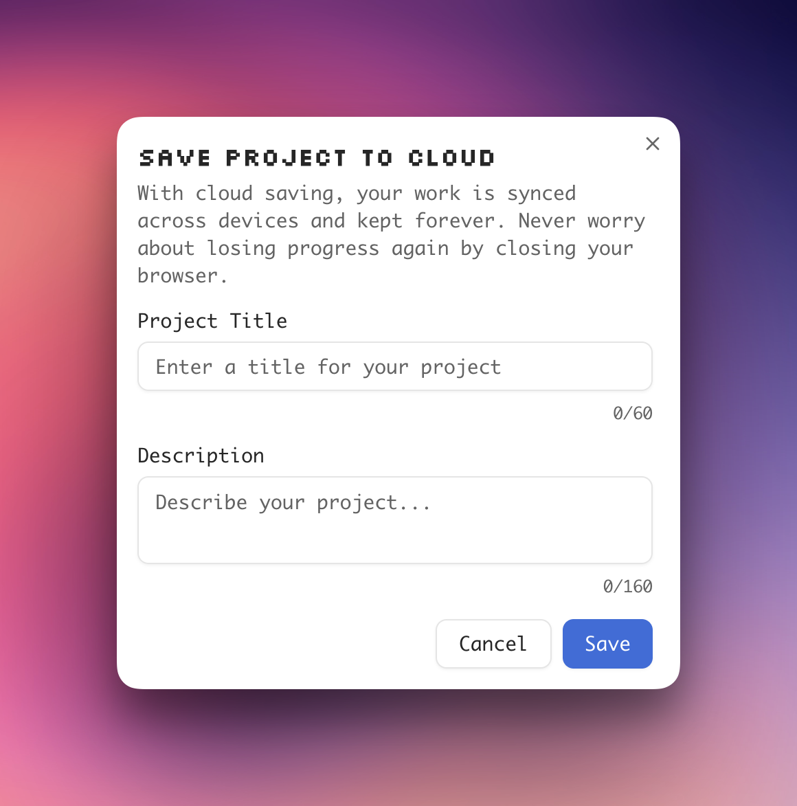 Project Save Form